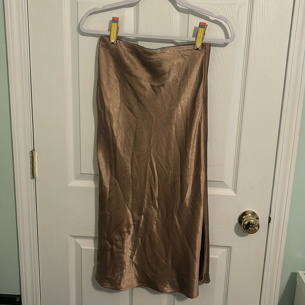 Gold Midi Skirt with Slit